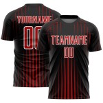 Rot-Weiß Uniform Custom Lines Sublimation Fußballtrikot Schwarz