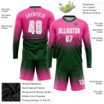 Fashion Fade Lange Sublimation Ärmel Jersey Fußball Rosa Weiß-Grün Custom Uniform