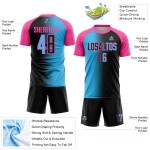 Fußball Blau-Rosa Jersey Mode Sublimation Uniform Schwarz Himmel Benutzerdefinierte