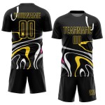 Jersey Formen Schwarz Gold Uniform Flüssigkeit Custom Fußball Sublimation Jersey Formen Schwarz Gold Uniform Flüssigkeit Custom Fußball Sublimation