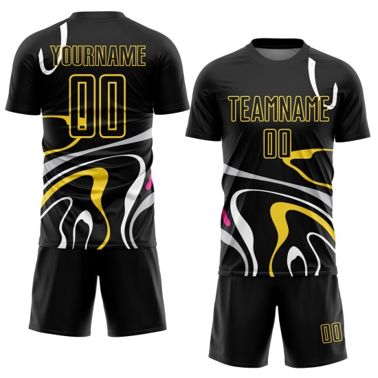 Jersey Formen Schwarz Gold Uniform Flüssigkeit Custom Fußball Sublimation Jersey Formen Schwarz Gold Uniform Flüssigkeit Custom Fußball Sublimation