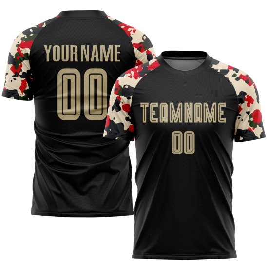 Trikot Custom Vegas Schwarz Sublimation Uniform Gold-Camo Fußball Trikot Custom Vegas Schwarz Sublimation Uniform Gold-Camo Fußball