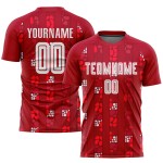 Startseite Sublimation Custom Rot Uniform Weiß Fußballtrikot