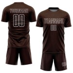 Benutzerdefinierte Fußballuniform Form Weiß Braun Jersey Sublimation Geometrisch Benutzerdefinierte Fußballuniform Form Weiß Braun Jersey Sublimation Geometrisch