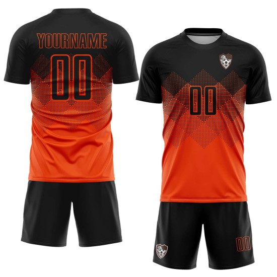 Fußball Platz Orange Jersey Uniform Spencer Custom Gradienten Schwarz Form Club Sublimation