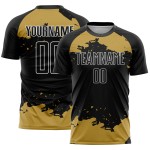 Gold-Weiß Sublimation Uniform Jersey Fußball Custom Abstrakte Fragment Kunst Schwarz Alt Gold-Weiß Sublimation Uniform Jersey Fußball Custom Abstrakte Fragment Kunst Schwarz Alt