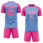 Fußballuniform Benutzerdefinierte Licht Sublimation Blau Rosa-Weiß Jersey Nadelstreifen Fußballuniform Benutzerdefinierte Licht Sublimation Blau Rosa-Weiß Jersey Nadelstreifen