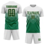 Weißes Fußballtrikot Grün-Altgold Kelly Sublimation Custom Uniform