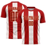 Custom Line Fußball Gold-Weiß Rot Sublimation Alte Trikotuniform Custom Line Fußball Gold-Weiß Rot Sublimation Alte Trikotuniform