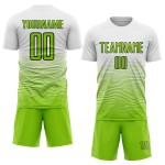 Weiß Fußball Grün-Schwarz Sublimation Uniform Neon Jersey Linie Benutzerdefinierte
