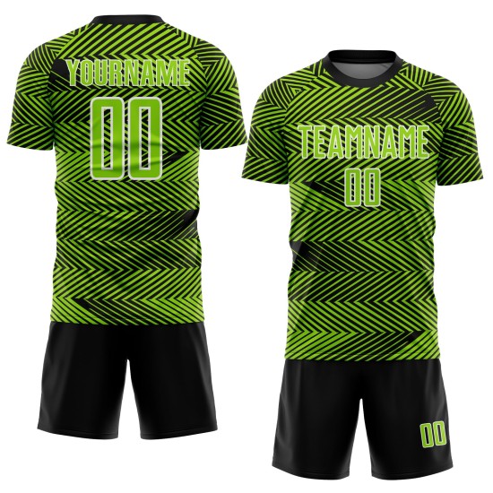 Schwarz-Weiß Uniform Custom Neon Line Jersey Sublimation Grün Fußball Schwarz-Weiß Uniform Custom Neon Line Jersey Sublimation Grün Fußball