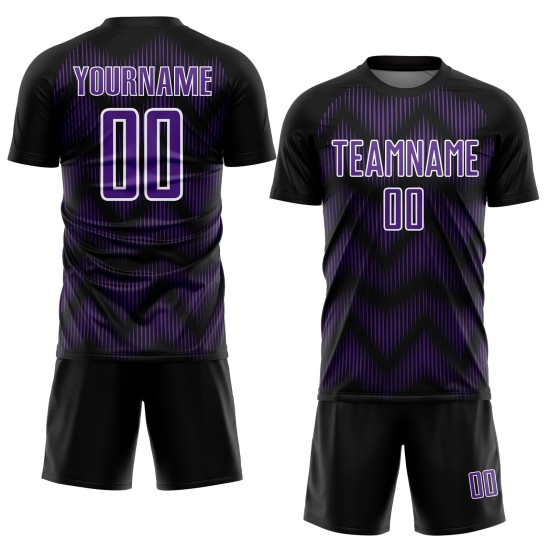 Benutzerdefinierte Sublimation Lila-Weiß Fußballuniform Black Line Trikot Benutzerdefinierte Sublimation Lila-Weiß Fußballuniform Black Line Trikot