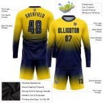 Mode Sublimation Fußball Navy Gold Custom Verblassen Ärmel Jersey Uniform Lange Mode Sublimation Fußball Navy Gold Custom Verblassen Ärmel Jersey Uniform Lange