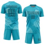 Aqua Lines Uniform Schwarz Jersey Benutzerdefinierte Sublimation Fußball