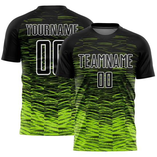 Trikot Soccer Line Schwarz Custom Uniform Sublimation Neon Grün-Weiß