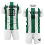 Line Custom Fußball Sublimation Uniform Weiß Trikot Schwarz-Kelly Green Line Custom Fußball Sublimation Uniform Weiß Trikot Schwarz-Kelly Green