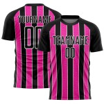 Jersey Custom Uniform Schwarz Fußball Linie Pink-Weiß Sublimation