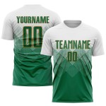 Weißes Fußballtrikot Grün-Altgold Kelly Sublimation Custom Uniform