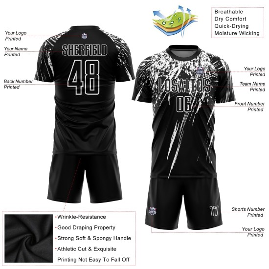 Uniform Custom Schwarz Jersey Sublimation Weiß Fußball Uniform Custom Schwarz Jersey Sublimation Weiß Fußball