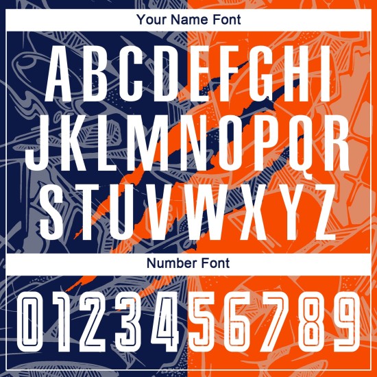 Jersey Custom Fußball Scratch Navy-Orange Graffiti Uniform Muster Sublimation Jersey Custom Fußball Scratch Navy-Orange Graffiti Uniform Muster Sublimation