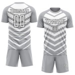 Weiß-Schwarz Sublimation Fußball Pfeil Jersey Uniform Grau Formen Custom