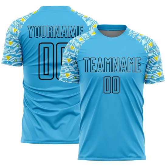 Geometrische Himmel Fußball Sublimation Form Jersey Schwarz Custom Uniform Blau Geometrische Himmel Fußball Sublimation Form Jersey Schwarz Custom Uniform Blau