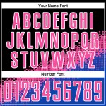 Fußball-Trikot mit Farbverlauf, Schwarz, Pink, Donnerblau, Sublimation, benutzerdefinierte, einheitliche geometrische Form Fußball-Trikot mit Farbverlauf, Schwarz, Pink, Donnerblau, Sublimation, benutzerdefinierte, einheitliche geometrische Form