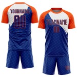 Orange-Weiße Linien Custom Curve Jersey Royal Sublimation Fußballuniform Orange-Weiße Linien Custom Curve Jersey Royal Sublimation Fußballuniform