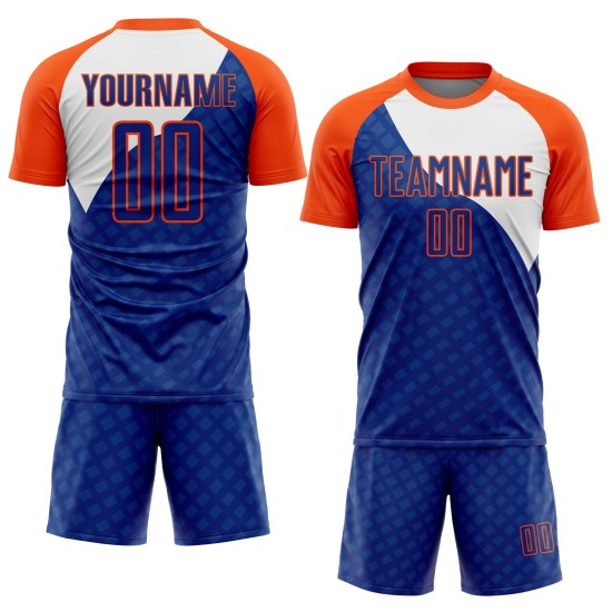 Orange-Weiße Linien Custom Curve Jersey Royal Sublimation Fußballuniform Orange-Weiße Linien Custom Curve Jersey Royal Sublimation Fußballuniform