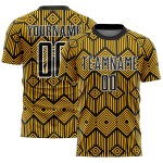 Sublimation Gold Fußball Abstrakte Jersey Schwarz-Weiß Formen Uniform Custom Sublimation Gold Fußball Abstrakte Jersey Schwarz-Weiß Formen Uniform Custom