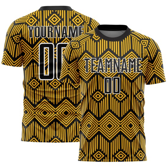 Sublimation Gold Fußball Abstrakte Jersey Schwarz-Weiß Formen Uniform Custom Sublimation Gold Fußball Abstrakte Jersey Schwarz-Weiß Formen Uniform Custom