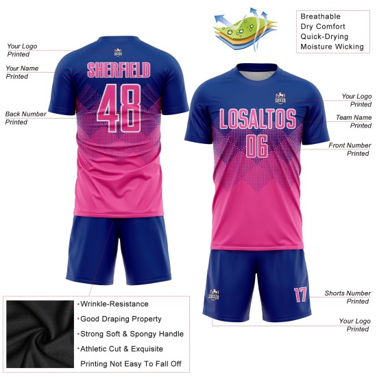 Trikot Uniform Royal Pink-Weiß Sublimation Custom Fußball Trikot Uniform Royal Pink-Weiß Sublimation Custom Fußball
