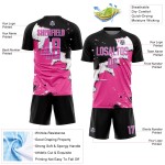 Benutzerdefinierte Rosa-Licht Jersey Blau Fußball Sublimation Spalsh Uniform Schwarz