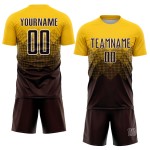 Trikot Sublimation Braun-Weiß Gold Uniform Fußball Custom Trikot Sublimation Braun-Weiß Gold Uniform Fußball Custom