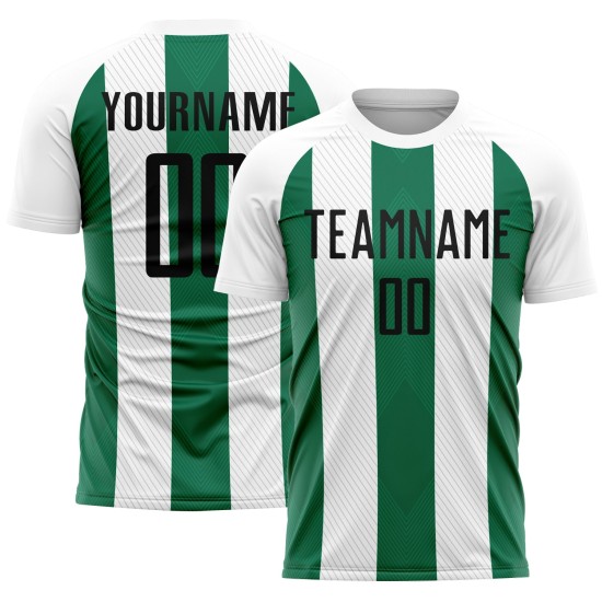 Line Custom Fußball Sublimation Uniform Weiß Trikot Schwarz-Kelly Green Line Custom Fußball Sublimation Uniform Weiß Trikot Schwarz-Kelly Green