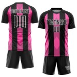 Line Uniform Schwarz Custom Pink-Weiß Trikot Fußball Sublimation Line Uniform Schwarz Custom Pink-Weiß Trikot Fußball Sublimation
