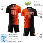 Jersey Gradient Custom Fußball Orange-Weiß Sublimation Linie Schwarz Uniform Jersey Gradient Custom Fußball Orange-Weiß Sublimation Linie Schwarz Uniform