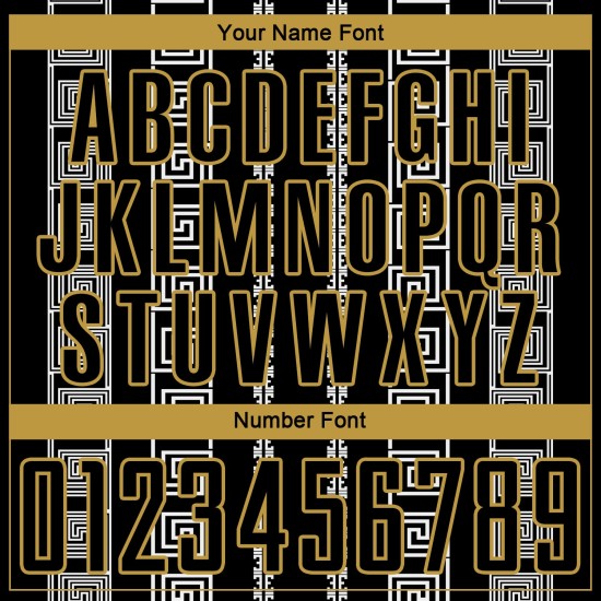 Form Alte Geometrische Custom Gold-Weiß Fußball Jersey Uniform Schwarz Sublimation Form Alte Geometrische Custom Gold-Weiß Fußball Jersey Uniform Schwarz Sublimation