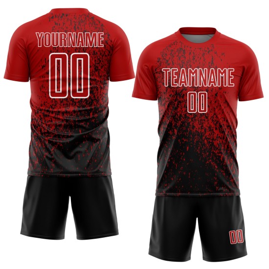 Uniform Art Jersey Abstrakt Schwarz-Weiß Fußball Sublimation Rot Fragment Custom