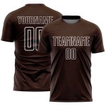 Benutzerdefinierte Fußballuniform Form Weiß Braun Jersey Sublimation Geometrisch Benutzerdefinierte Fußballuniform Form Weiß Braun Jersey Sublimation Geometrisch