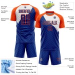 Orange-Weiße Linien Custom Curve Jersey Royal Sublimation Fußballuniform Orange-Weiße Linien Custom Curve Jersey Royal Sublimation Fußballuniform