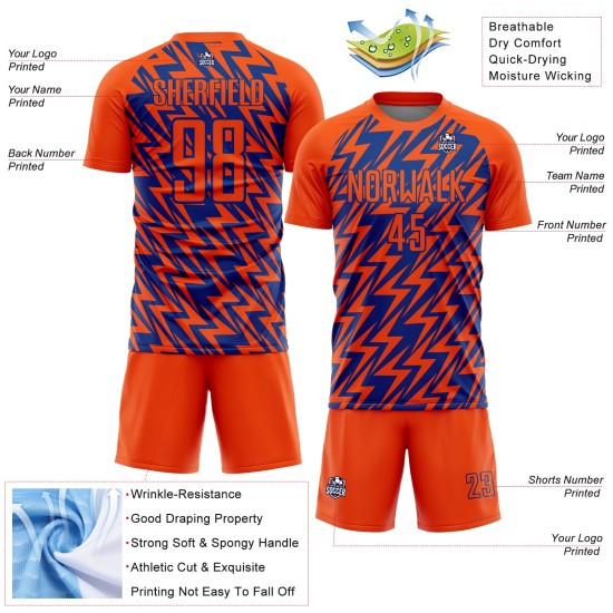 Trikot Sublimation Lightning Uniform Custom Fußball Orange Royal