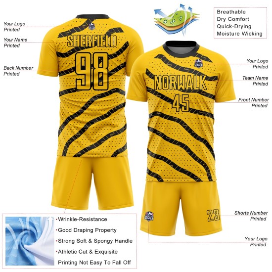 Uniform und Linien schwarz gelb Fußball Jersey benutzerdefinierte Punkte Sublimation
