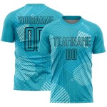 Aqua Lines Uniform Schwarz Jersey Benutzerdefinierte Sublimation Fußball