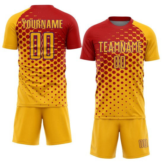 Fußball Rot-Lila Gold Trikot Custom Uniform Sublimation