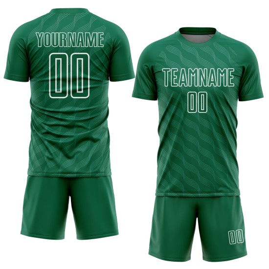 Kelly White Uniform Fußball Wellen Grün Sublimation Jersey Benutzerdefinierte Form