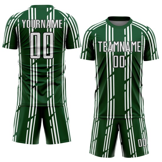 Fußball Sublimation Trikot Nadelstreifen Weiß-Schwarz Uniform Grün Custom Fußball Sublimation Trikot Nadelstreifen Weiß-Schwarz Uniform Grün Custom