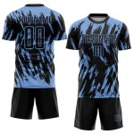 Benutzerdefinierte leichte Uniform schwarz Fußball Sublimation Jersey blau
