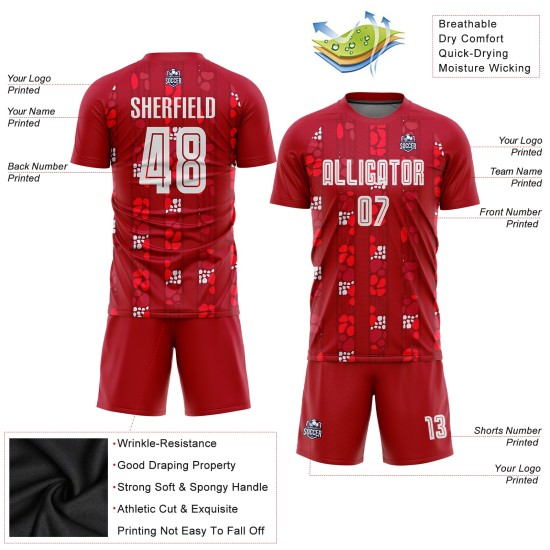 Startseite Sublimation Custom Rot Uniform Weiß Fußballtrikot