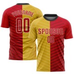 Gold Fußballuniform Rot-Weiß Trikot Sublimation Custom